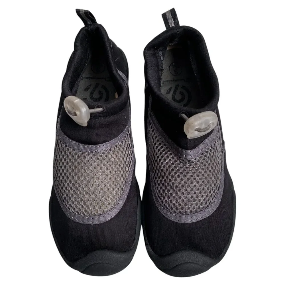 Kids Champion Water Shoes Black Gray Mesh Pull-On Beach Shoe Youth Size 13-1